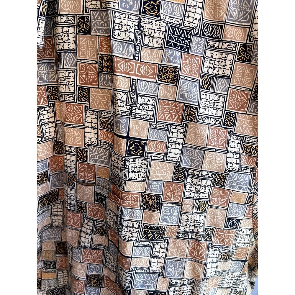 Tori‎ Richard Mens Geometric Tribal Tile Print Short Sleeve Button Up Shirt Tan - Picture 6 of 11